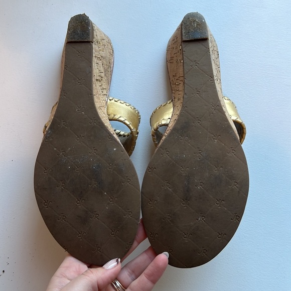 Gold Jack Rodgers Cork Wedge Sandals - Picture 5 of 5